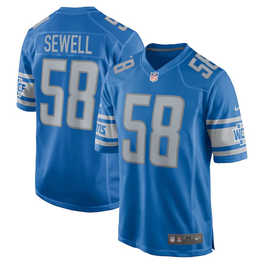 Men Detroit Lions #58 Penei Sewell Nike Blue Game NFL Jersey